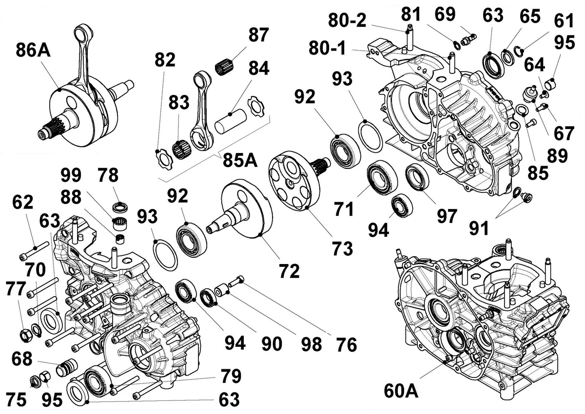 CRANKCASE & CRANKSHAFT - SCREAMER 4
